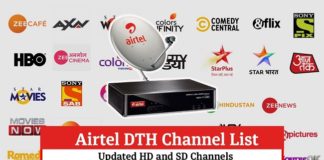 Airtel TV Channels List with price